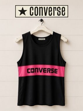 Vintage CONVERSE Tank Top – Black & Pink – Unisex – Estimated Size M